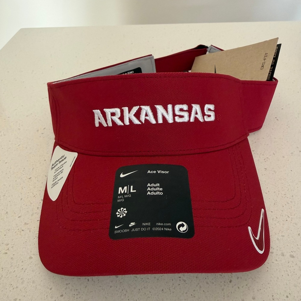Nike Arkansas Razorbacks Ace Visor Red Dri-FIT Authentic Team Issue M/L